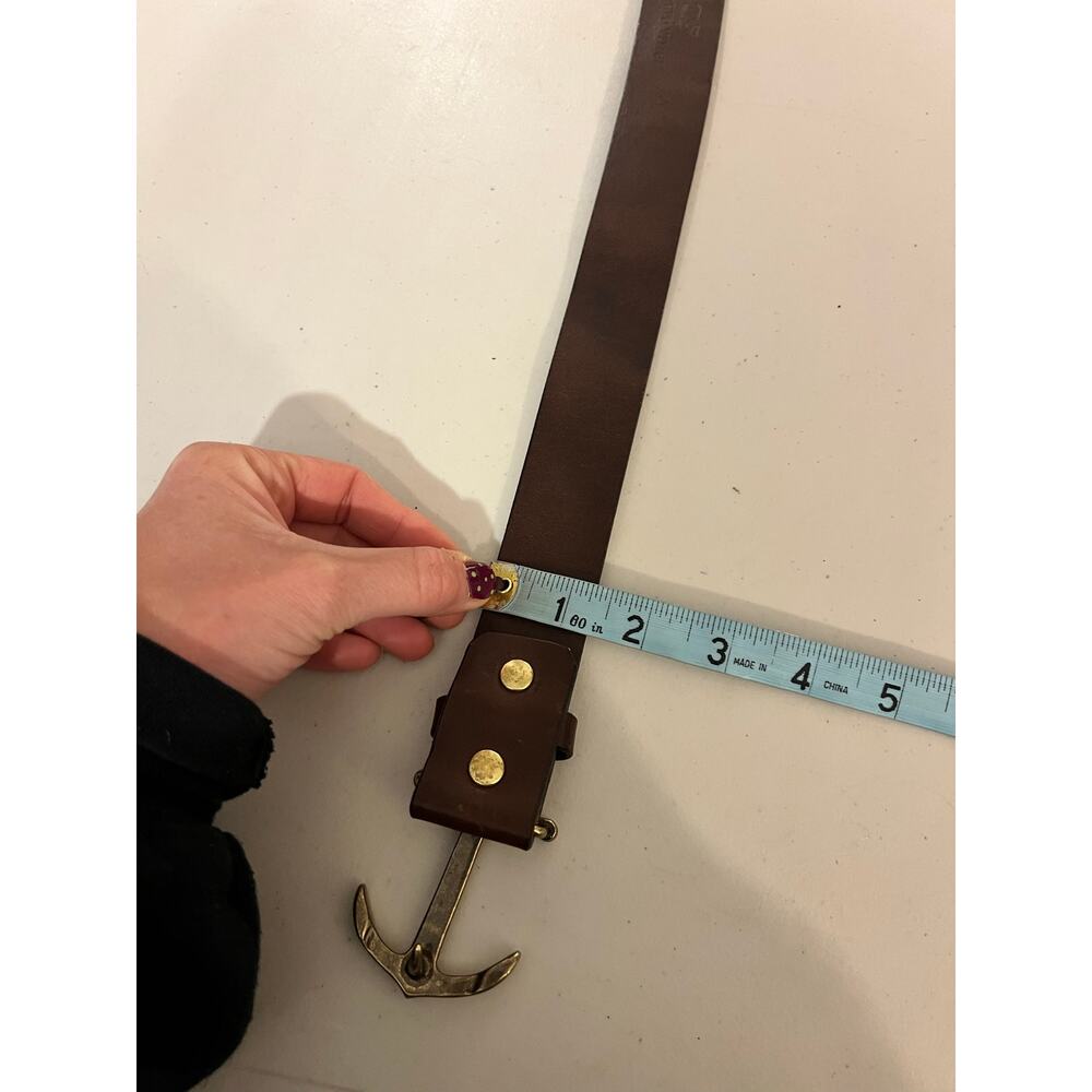 Brown Golden Anchor Buckle Vineyard Vines USA Made Genuine Leather Size M - Picture 9 of 14